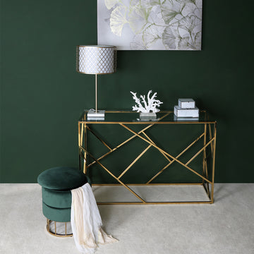 Gold Geo Metal Console Table