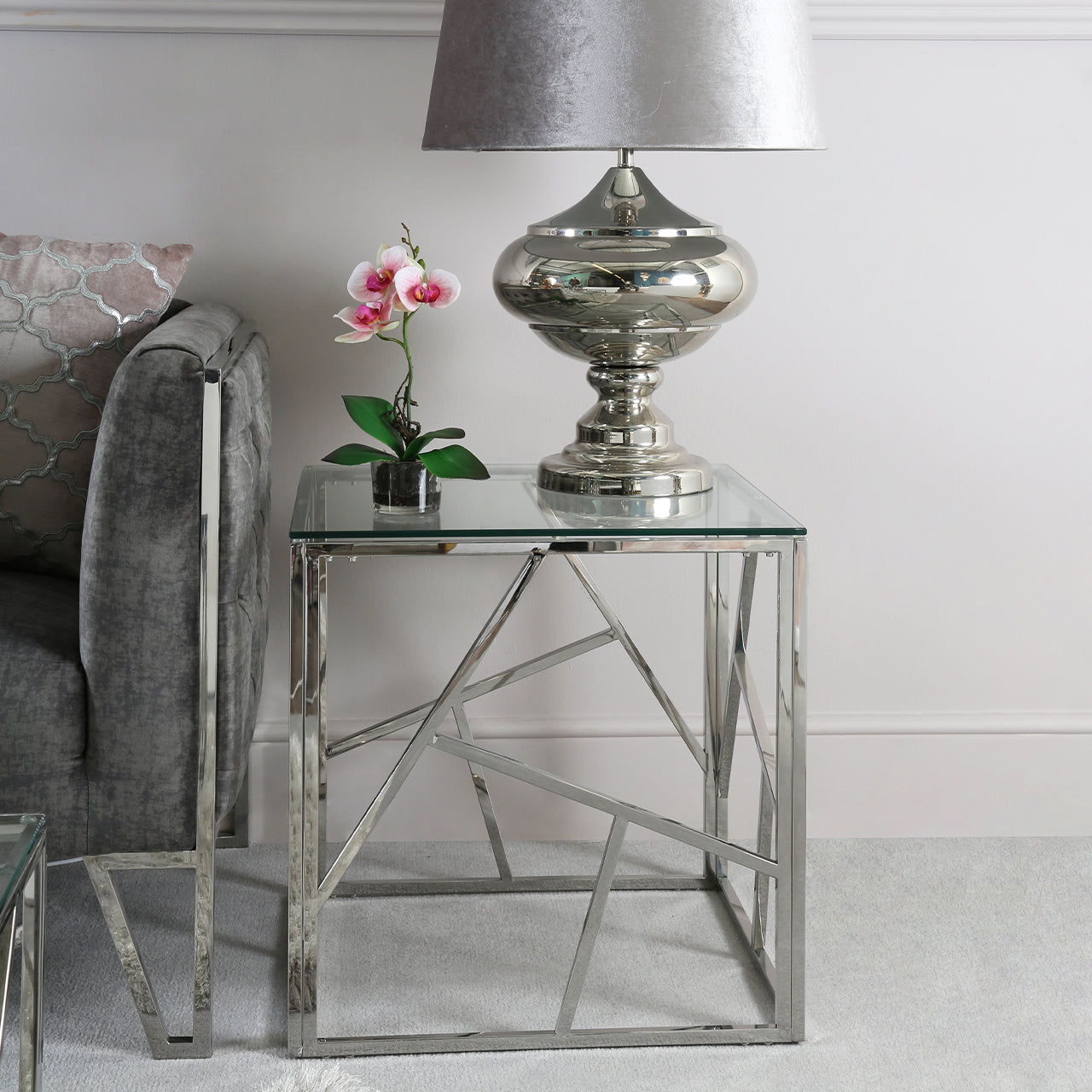 Stainless Steel Geo Metal End Table