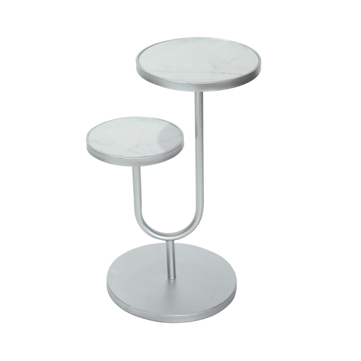 Silver And White Side Table