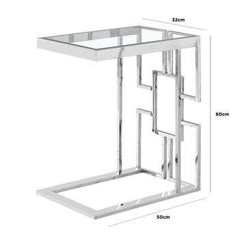 Geometric C-Shaped Stainless Steel Sofa End Table