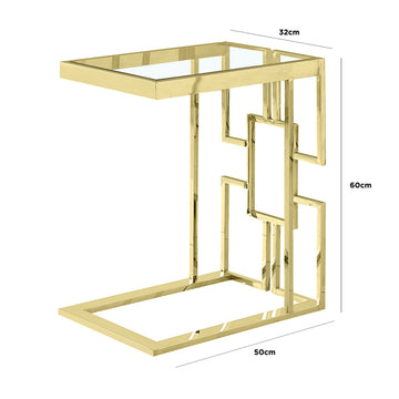 Geometric C-Shaped Golden Sofa End Table