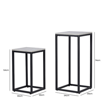 Set of 2 Black and Grey Plant Stand