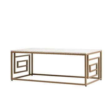 Devon Gold Steel Frame Cream Wood Top Grecian Coffee Table