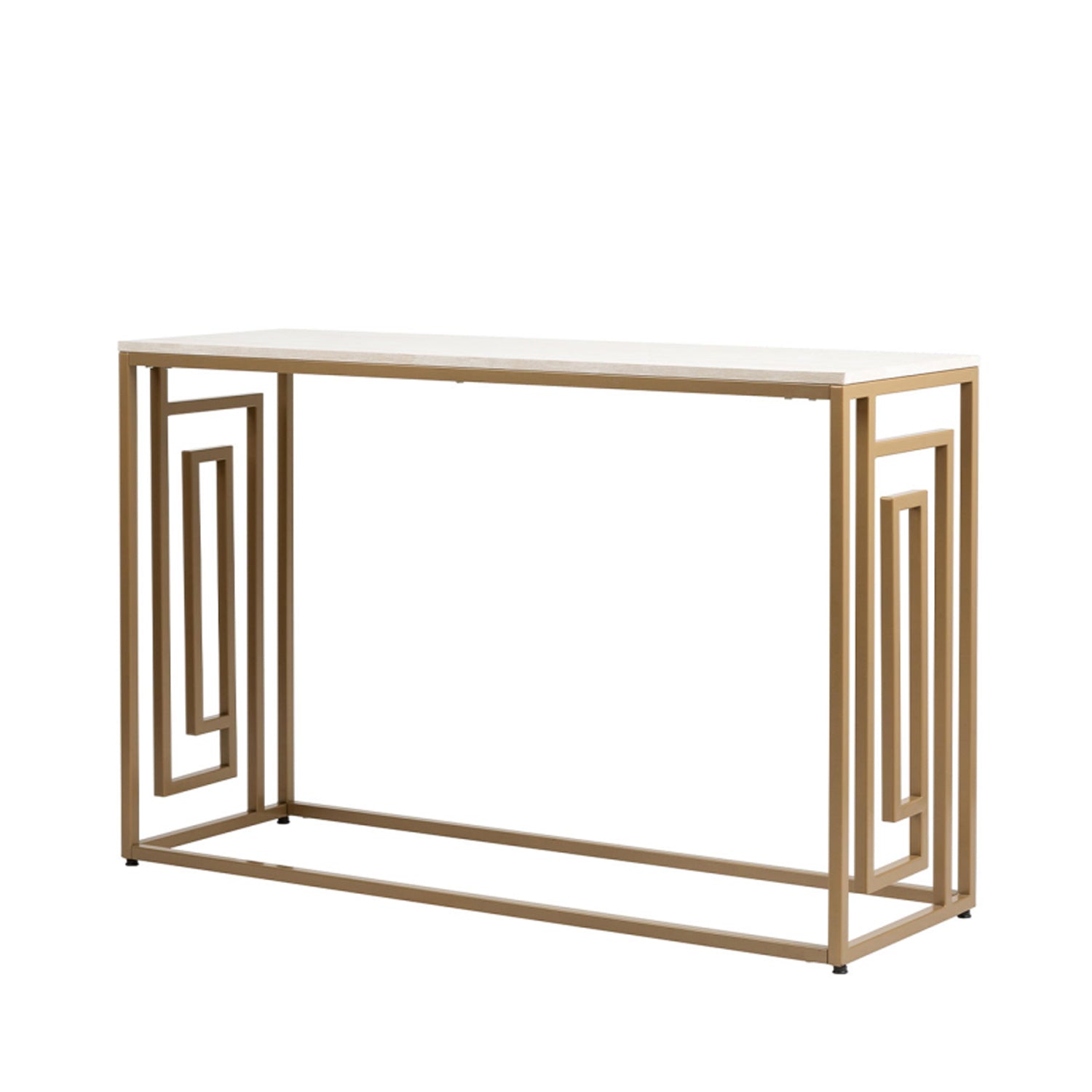 Devon Gold Steel Frame Cream Wood Top Grecian Console Table