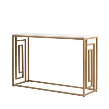 Devon Gold Steel Frame Cream Wood Top Grecian Console Table