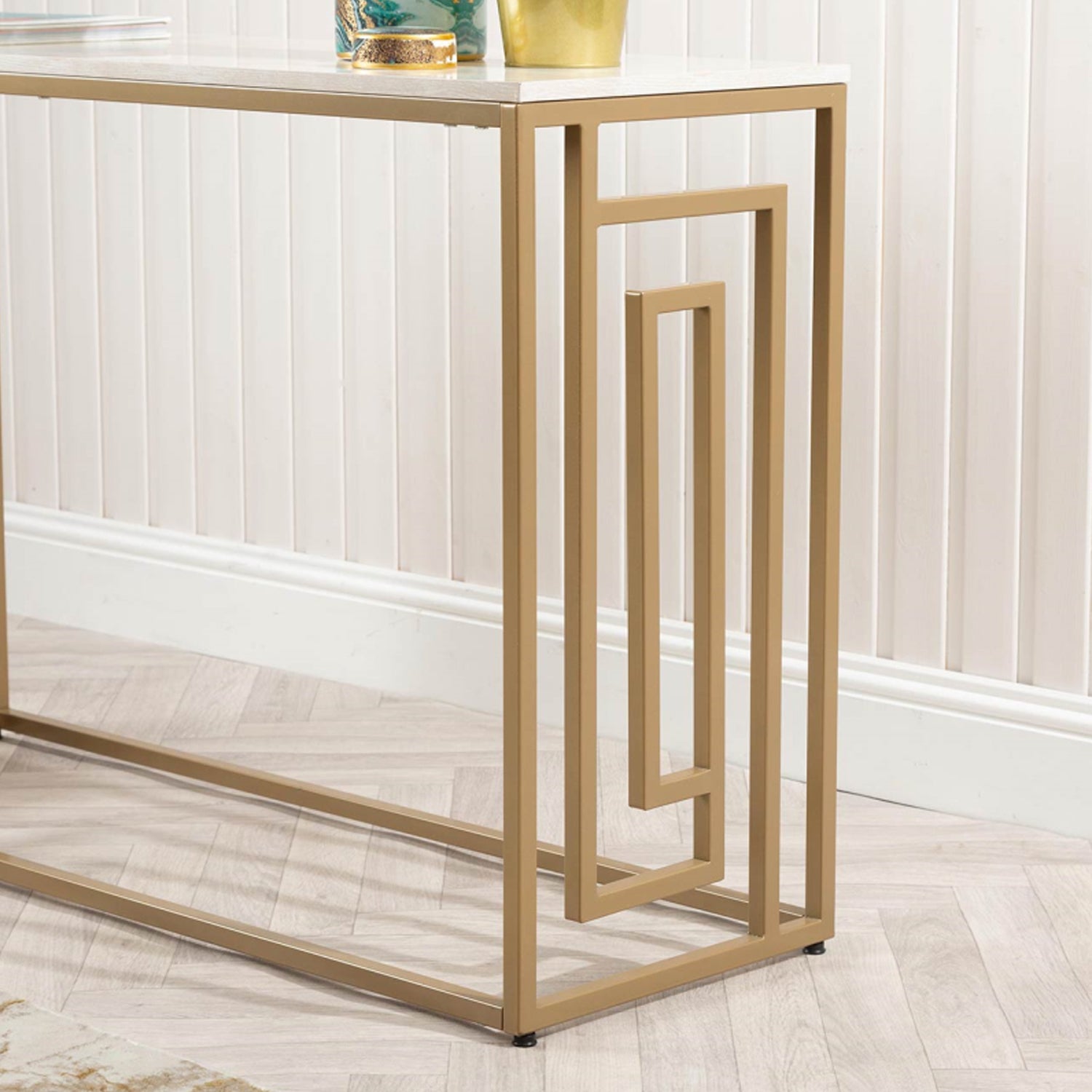 Cream and deals gold console table