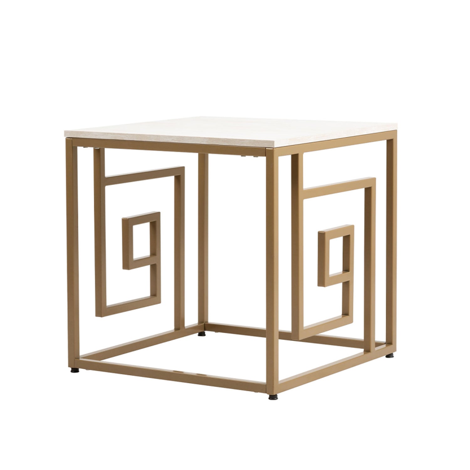 Devon Gold Steel Frame Cream Wood Top Grecian End Table Design