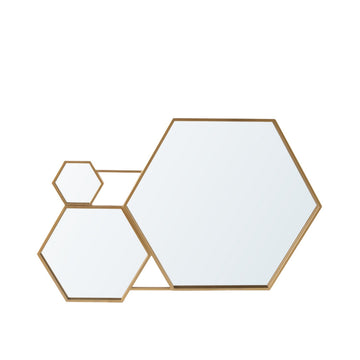 100cm Gold Metal Hexagons Frame Wall Mirror