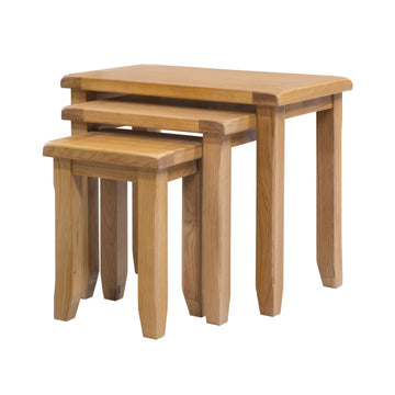 Set of 3 Saoirse Nesting Tables Natural Oak Wood Stacking Side Tables