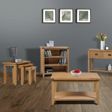 Set of 3 Saoirse Nesting Tables Natural Oak Wood Stacking Side Tables