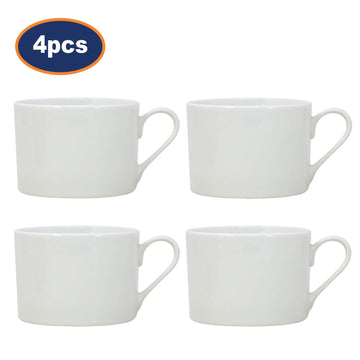 4Pcs 225ml White Ceramic Straight Coffee Cups