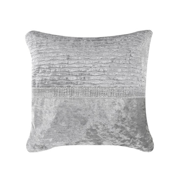 50 x 50cm 2 Tone Grey Crushed Diamante Stripe Unfilled Cushion Cover