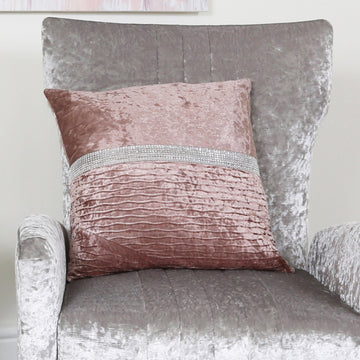 50 x 50cm Blush Pink With Diamante Stripe Unfilled Cushion Cover