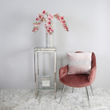 45 x 45cm Stone Beaded Pink Velvet Cushion