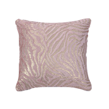 45 x 45cm Faux Fur Pink & Gold Zebra Cushion