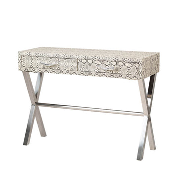 Faux Snake Leather 2 Drawer Console Table