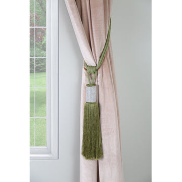 Green Luxury Diamante Tassel Curtain Tieback