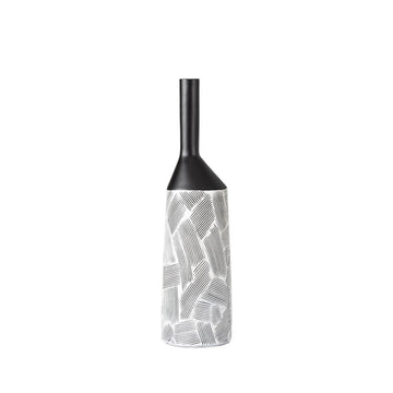 50cm  Pearl White & Black Brush Lines Polyresin Vase