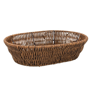 28.5cm Oval Plastic Woven Wicker Fruit Bread Vegetables Storage Basket