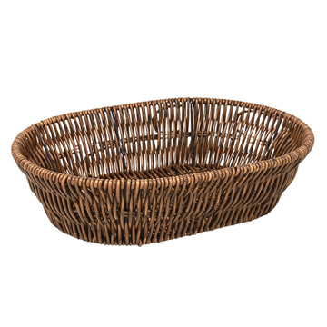 28.5cm Oval Plastic Woven Wicker Fruit Bread Vegetables Storage Basket