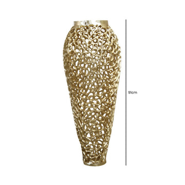 Medium Coral Pattern Gold Vase
