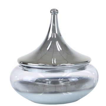 Large Clear Flower Vase With Fluted Lid