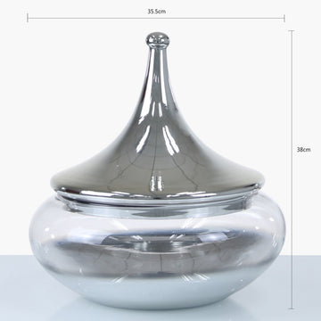 Large Clear Flower Vase With Fluted Lid