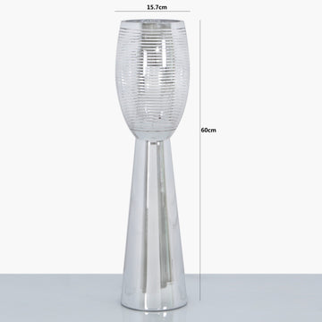Large 60cm Silver Stripe Glass Vase