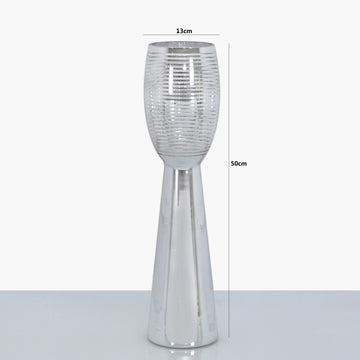 Medium 50cm Silver Stripe Glass Vase