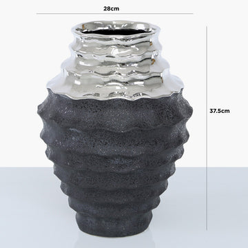 37.5cm Silver and Matte Black Vase