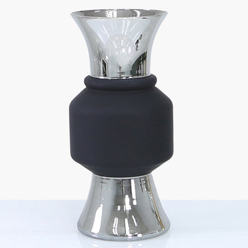 50cm Black Chrome Fluted Glass Flower Vase