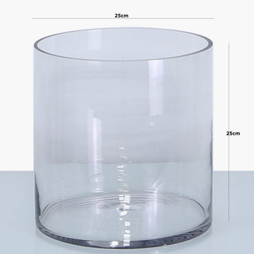 25cm Clear Cylinder Glass Vase