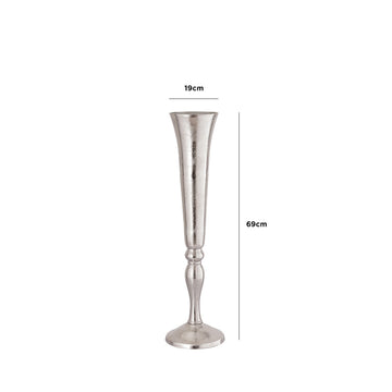 69cm Nickel Finish Aluminium Fluted Flower Vase