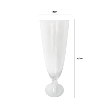 40cm Clear Glass Flute Flower Vase