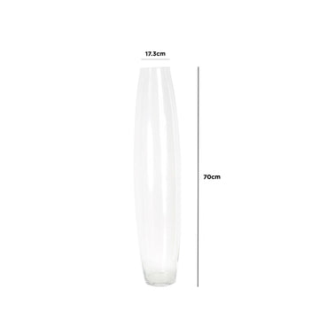 70cm Clear Glass Curved Vase