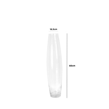 60cm Clear Glass Curved Vase