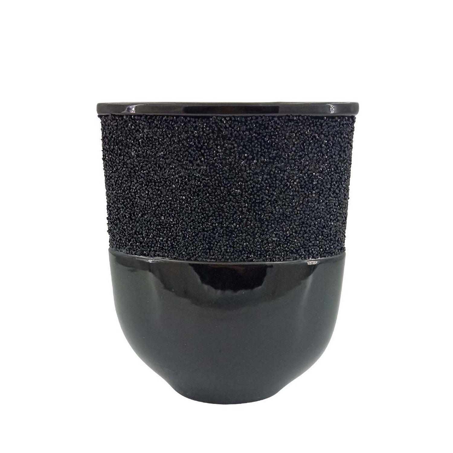 27cm Black Glitz and Glaze Vase