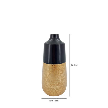 24cm Black and Gold Textured Vase
