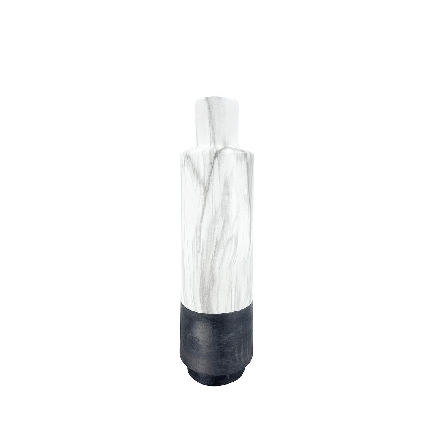 50cm White Marble and Black Textured Vase