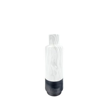 40cm White Marble and Black Textured Vase