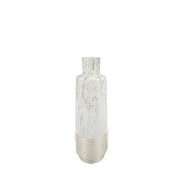 40cm Cream Marble and Champagne Textured Vase