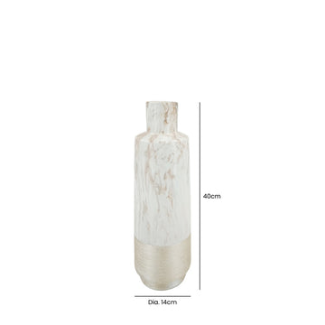 40cm Cream Marble and Champagne Textured Vase