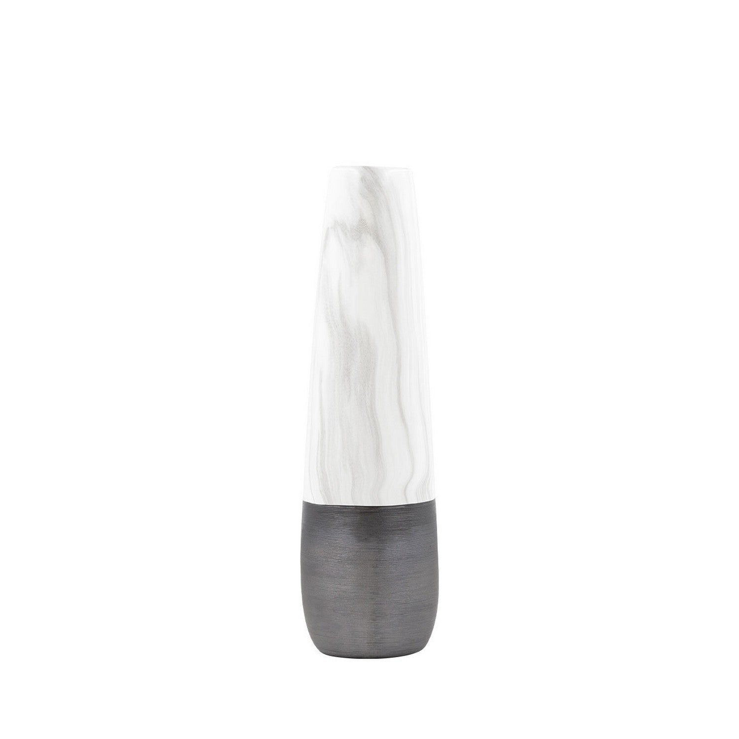 48cm White Marble and Black Vase