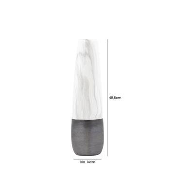 48cm White Marble and Black Vase