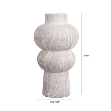 30cm Grey Marble Ceramic Vase