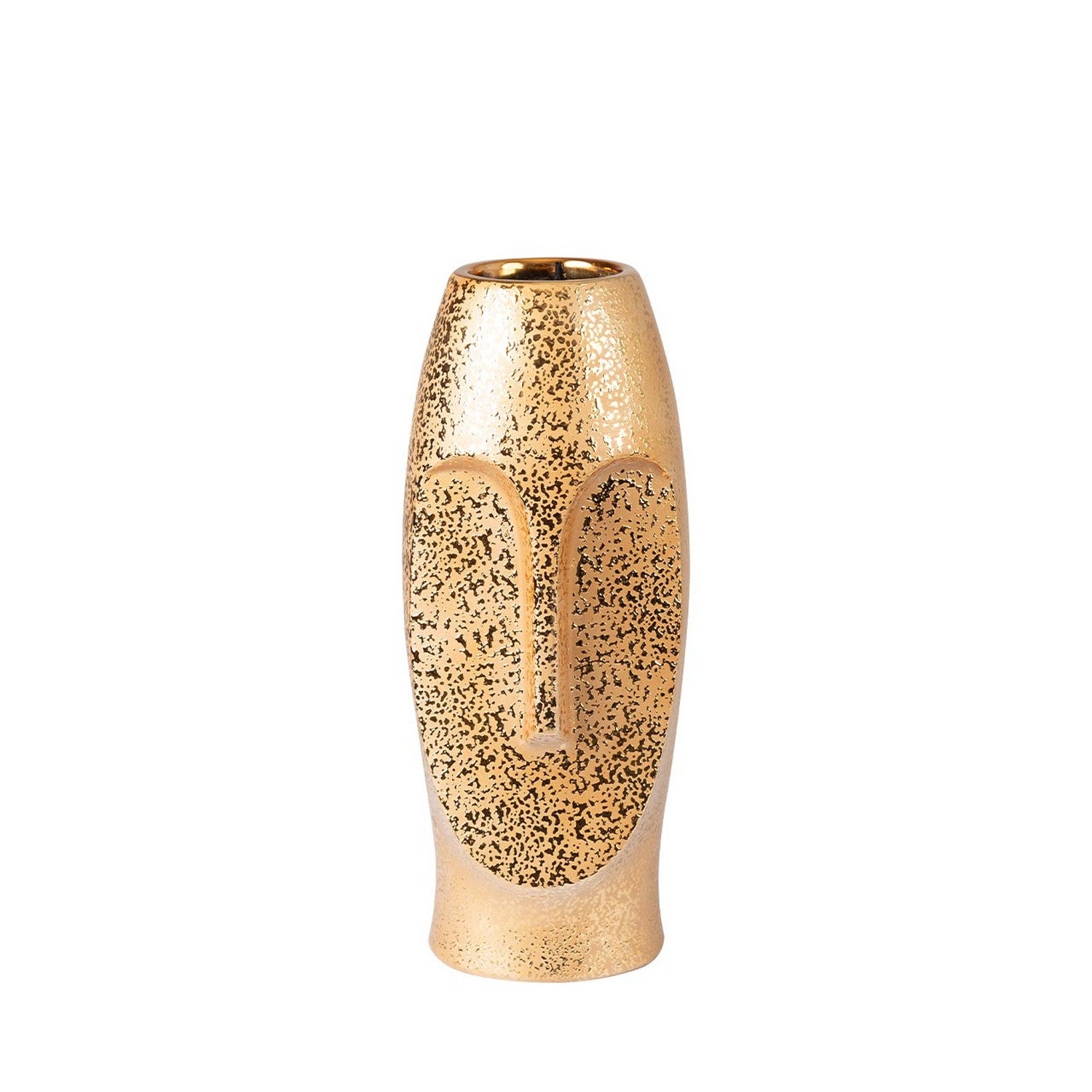 31cm Gold Textured Ceramic Face Vase