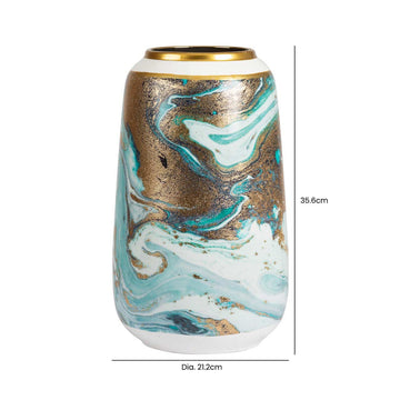 35cm Blue White Gold Abstract Ceramic Vase