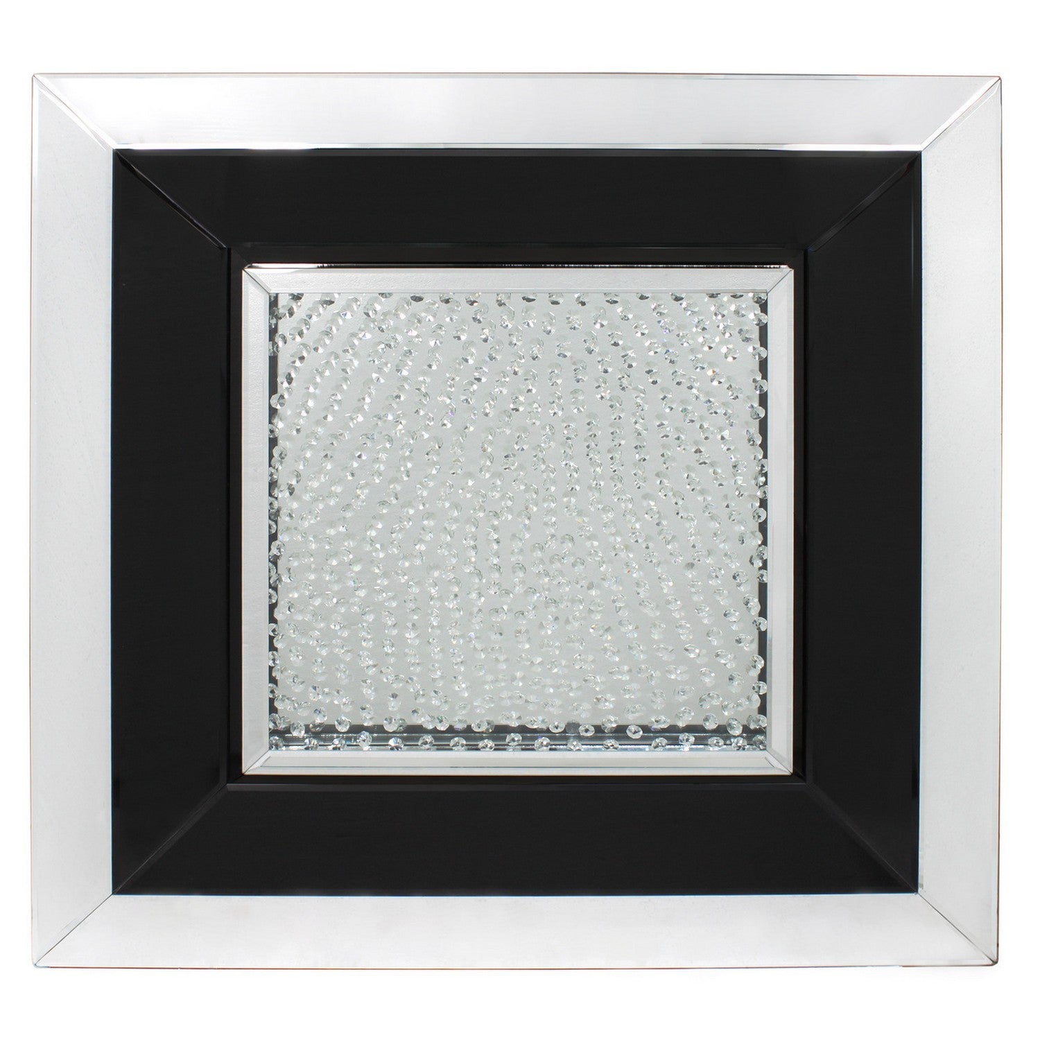 90cm Black Glass Mirror Square Wall Art