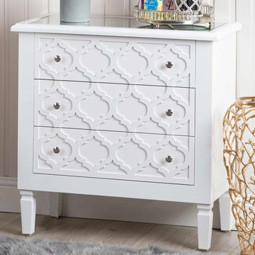 White 3 Drawer Wood Cabinet