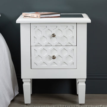 White Wood Bedside Cabinet